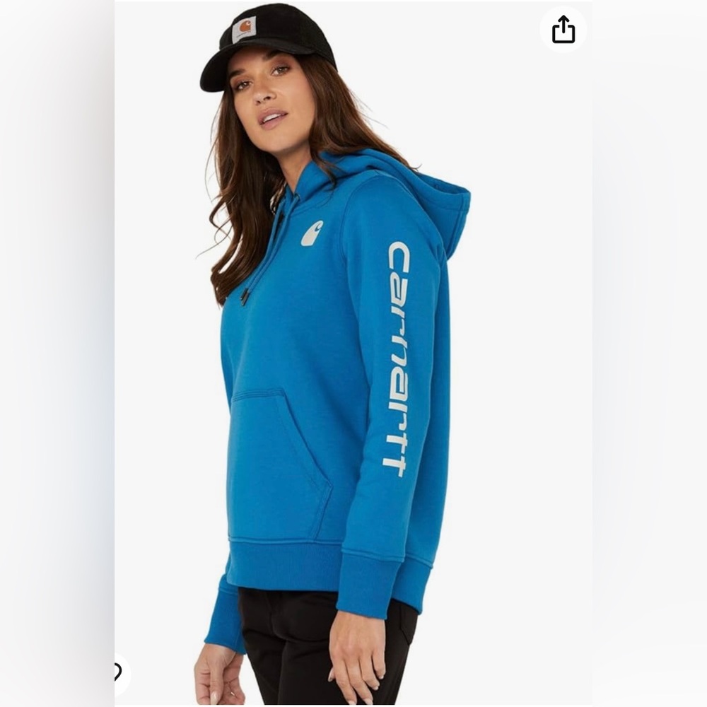 NWT Carhartt Women's Relaxed Fit Midweight Logo Sweatshirt- XL Marine Blue